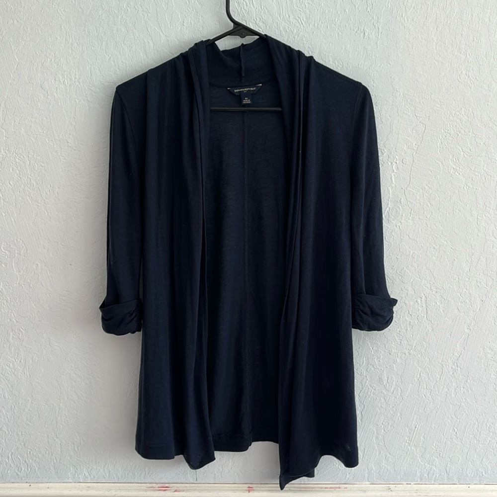 Banana Republic Half Sleeve wool blend open cardigan Navy Blue